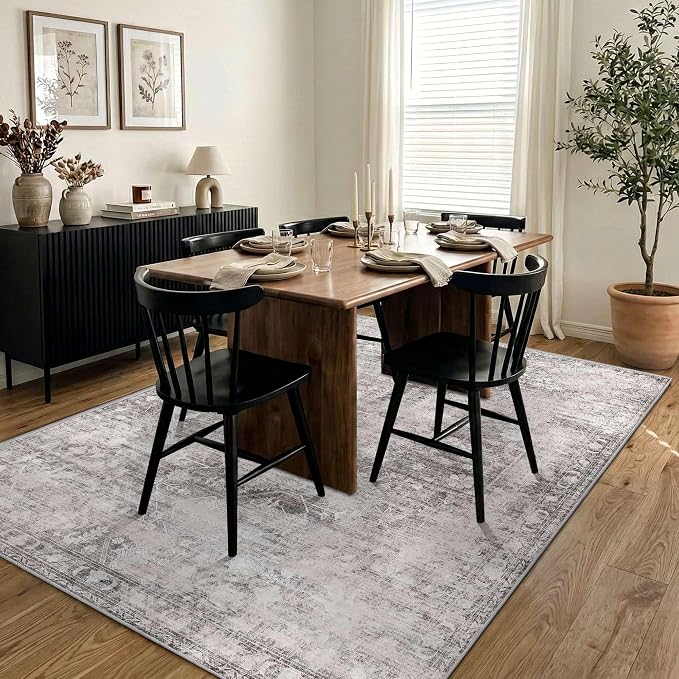 Vintage 5x7 Washable Area Rugs, Dining Room, Boho Indoor Soft Nursery Rugs - Image 5