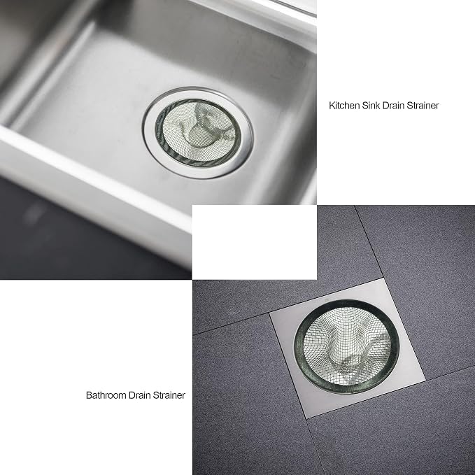 Sink Strainer 2Pcs Stainless Steel Metal Mesh Sink Drain Strainer Large Wide - Image 3