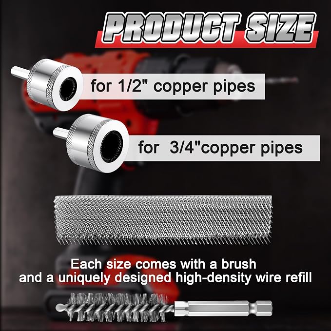 1/2"&3/4" Copper Pipe Cleaner for Drill - Image 2