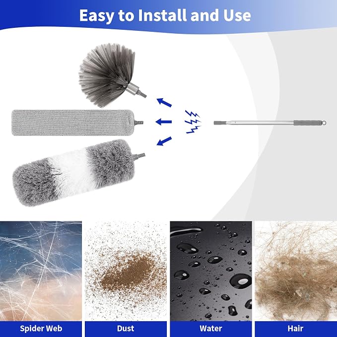 5PCS Dusters for Cleaning, Extendable Microfiber Duster - Image 3