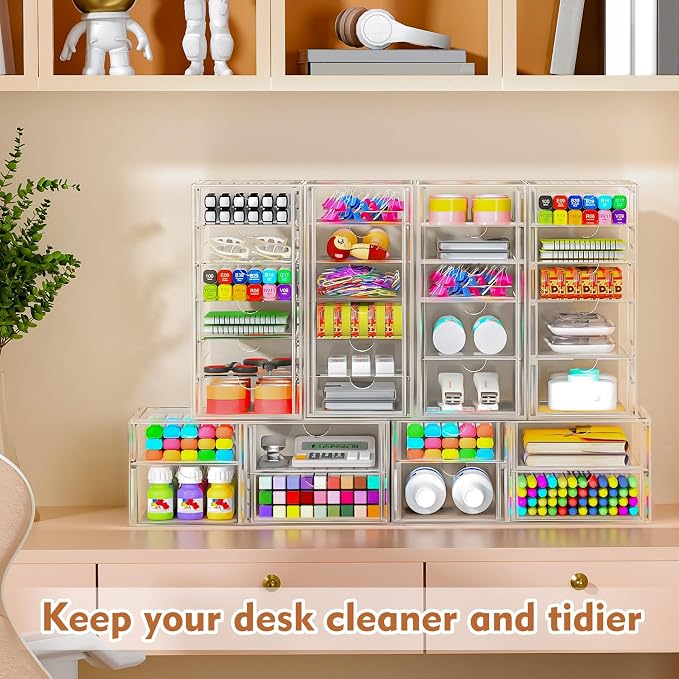 30 Drawers, Acrylic Desk Makeup Organizer, Plastic Drawers Organizer, Stackable - Image 2
