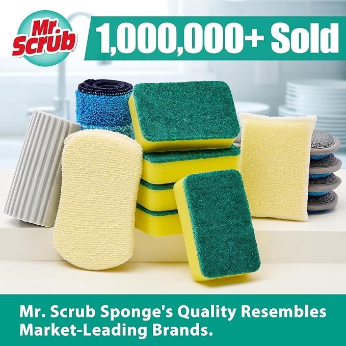 Sponges Kitchen Scrub Dish Sponge Scouring Pad, 12 Pack Cleaning Brush Scrubber - Image 6