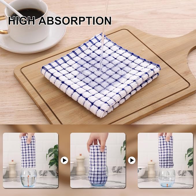 Kitinjoy Cotton 12 Pack Kitchen Towels and Dishcloths Sets, 16 x 25 Inch & 12 X - Image 3