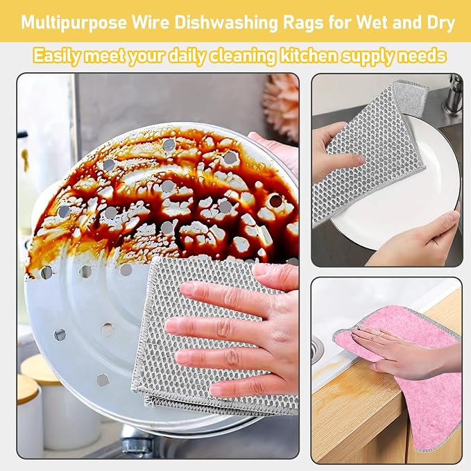 XANGNIER 9 Pcs Non Scratch Wire Dishcloth, 2025 New Upgrade Steel Wool Cleaning - Image 2