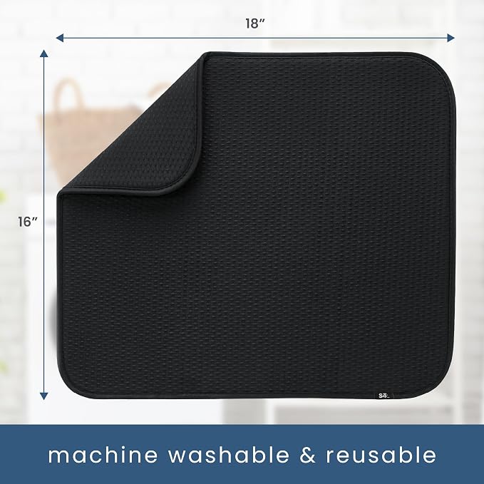 S&T INC. Dish Drying Mat, 16” x 18”, Absorbent Microfiber Kitchen Counter Mat - Image 7