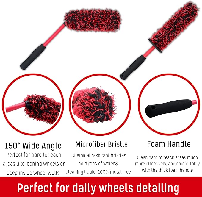 Metal Free Microfiber Wheel Brush Kit- Microfiber Angled Wheel Brush, Long - Image 6