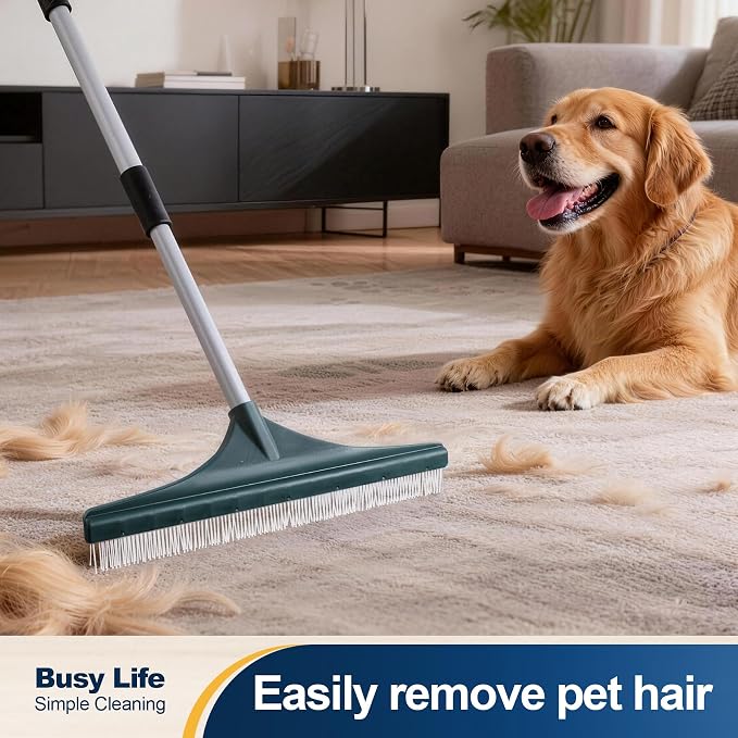 Yocada Carpet Rake for Pet Hair Removal Reusable Pet Hair Remover Telescopic - Image 3
