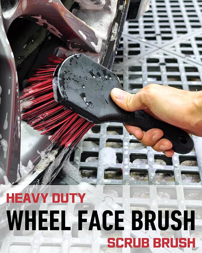 8PCS Wheel Cleaning Kit with Microfiber Brush & Rubber Grip Tire Brush - Image 4