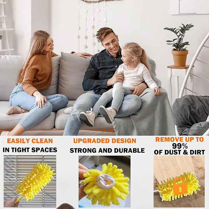 Reusable Duster for Swiffer, 4 Refills +1 Handle, 360 Heavy Duty Duster Refill - Image 5