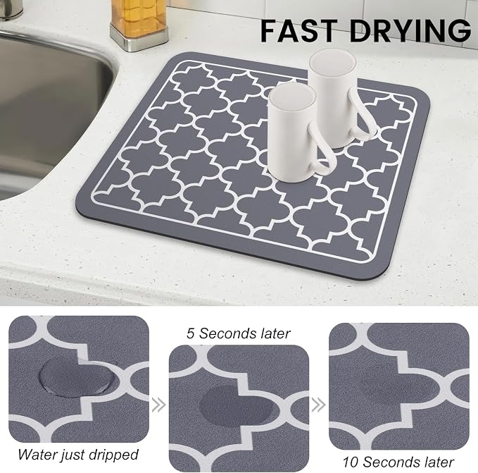 WISELIFE Dish Drying Mat Super Absorbent Drying Mat Large Dish Drying Mats - Image 4