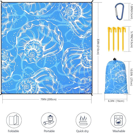 WIWIGO Beach Blanket Waterproof Sandproof Beach Mat 79" X 83"/10'x9'for 2-8 - Image 2