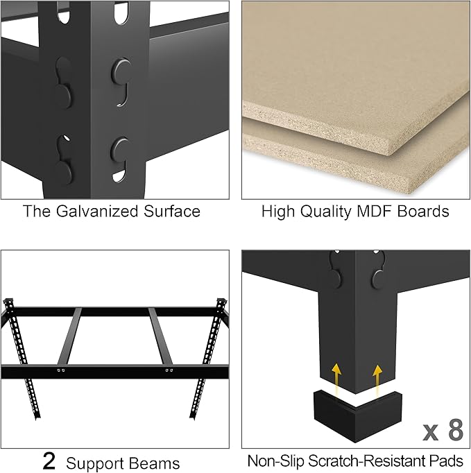 PrimeZone 4 Pack Storage Shelves 48" x 24" x 72", 5 Tier Adjustable Garage - Image 4