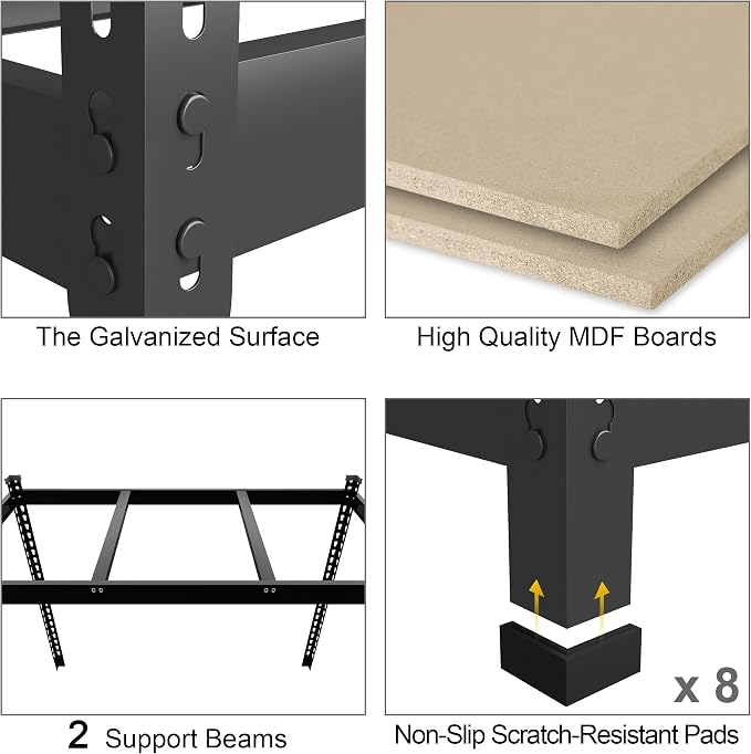 PrimeZone 48" x 24" x 72" Heavy Duty Storage Shelves, 5 Tier Adjustable Garage - Image 4