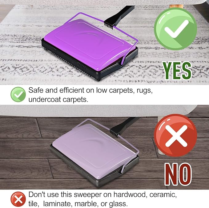 Yocada Carpet Sweeper Cleaner for Home Office Low&Undercoat Carpets Rugs Pet - Image 3