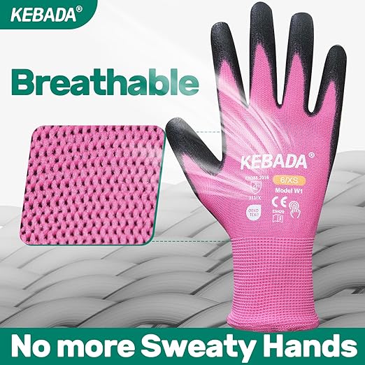 Kebada W1 Work Gloves Women, PU Coated Safety Gloves - Image 5