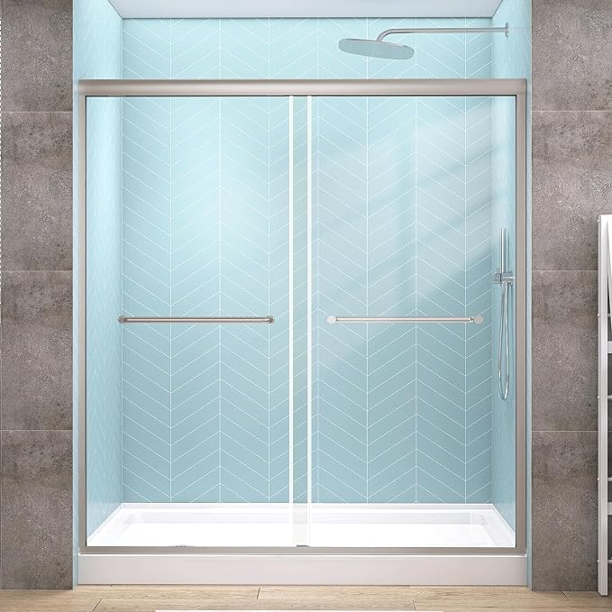 GETPRO Shower Door Double Sliding 56-60 in. W x 75 in. H Glass Shower Doors by GETPRODeluxeBathroomSolutionExpert
