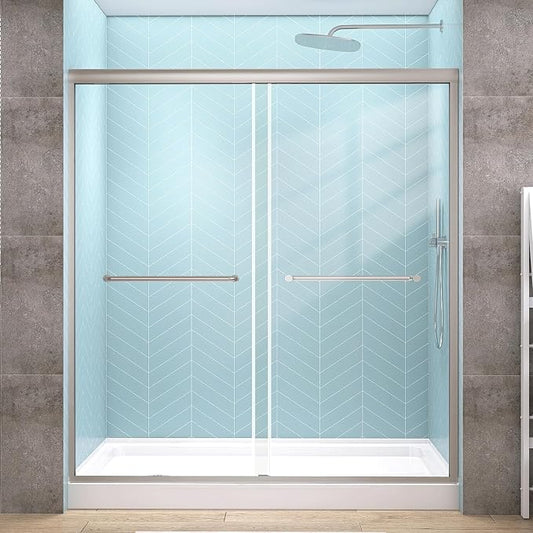 GETPRO Shower Door Double Sliding 56-60 in. W x 75 in. H Glass Shower Doors by GETPRODeluxeBathroomSolutionExpert