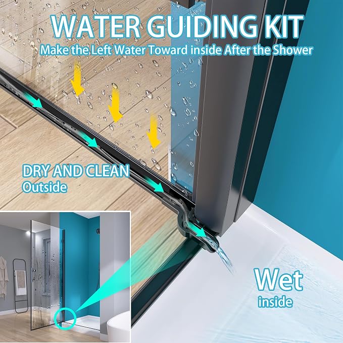 GETPRO Frameless Shower Door Pivot 34 in.W x 72 in.H Swing Single Small Shower - Image 6