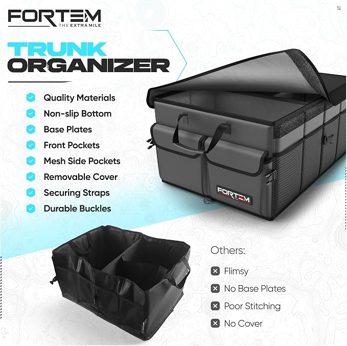 FORTEM Trunk Organizer For SUV Car Trunk Organizer, Foldable Storage, Car - Image 8