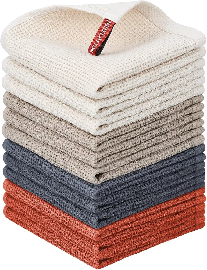 Nialnant 12 Pack Dish Towels, 100% Cotton Kitchen Towels, Soft and Absorbent by Nialnant
