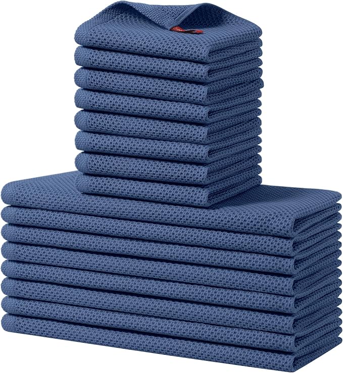 Homaxy 100% Cotton Kitchen Towels and Dishcloths Set, 12 x 12 Inches and 13 x by Homaxy