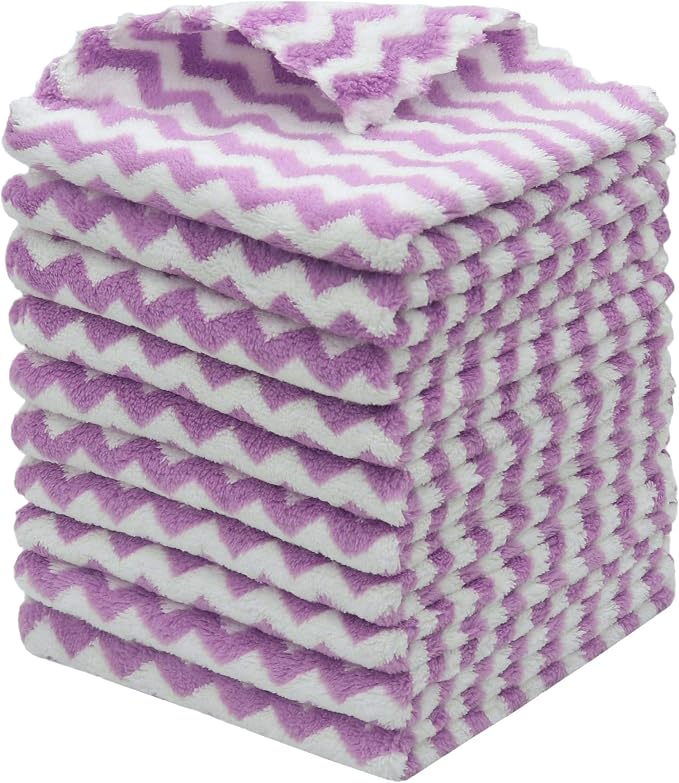 Microfiber Cleaning Cloth Lint Free Cleaning Rags, 10 Pack Fast Drying Dish Rags by HFGBLG