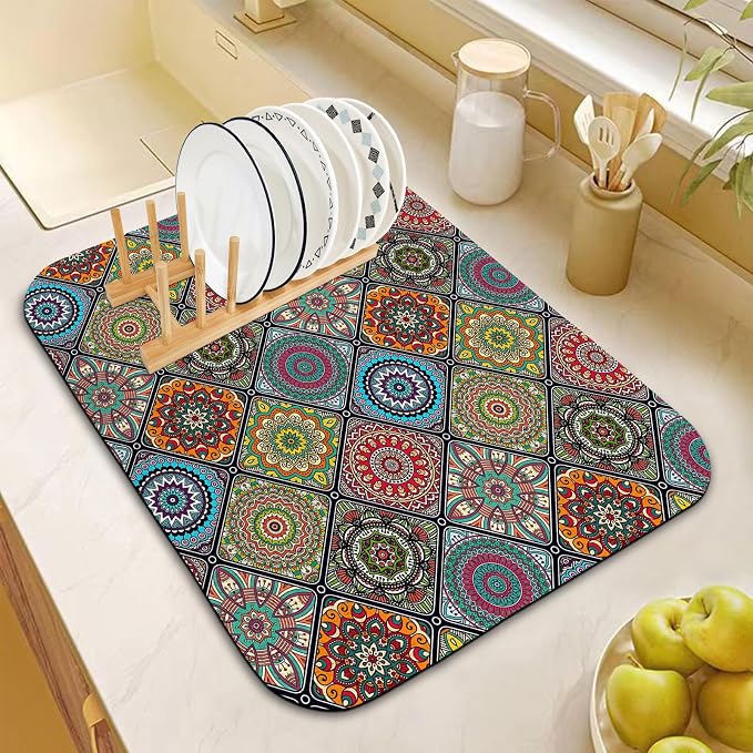 Dish Drying Mat for Kitchen Counter 18x24 Inch, Super Absorbent Dish Drainer Mat - Image 2