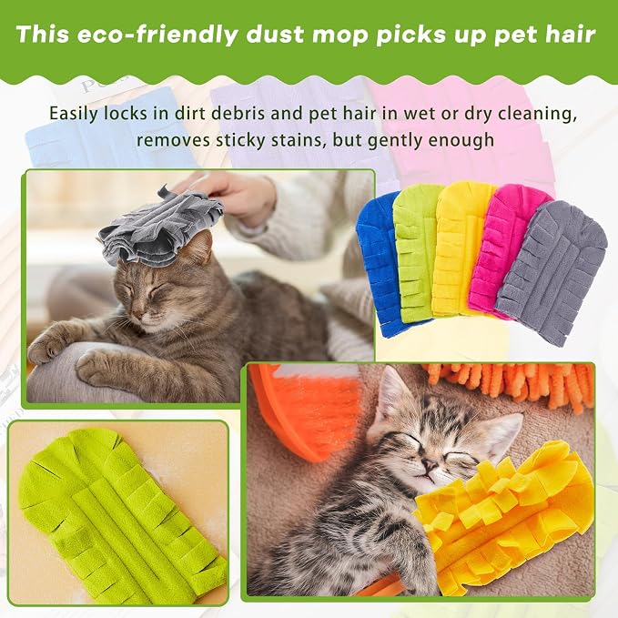 Zubebe 6 Pcs Duster Refill Reusable Fleece Duster Refills Feather Flat Dusters - Image 5