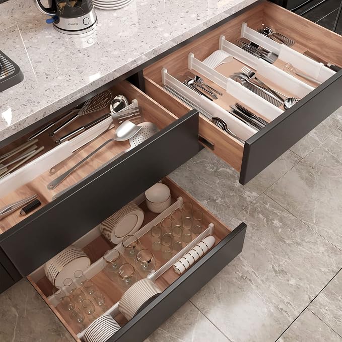HiYZ Expandable Drawer Dividers, Large Kitchen Utensils Drawers Divider - Image 5