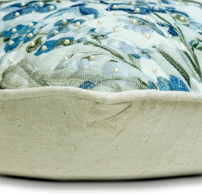 The HomeCentric King/Queen/Twin Blue Decorative Bed Runner Full 68"x18" Bed Runner with One Pillow Cover, Quilted Bed Scarf on Cotton Fabric - Garden Grace