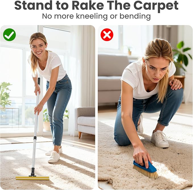 3 in 1 Carpet Rake for Pet Hair Removal, Tool Set of 3, 55” Long Handle Carpet - Image 5
