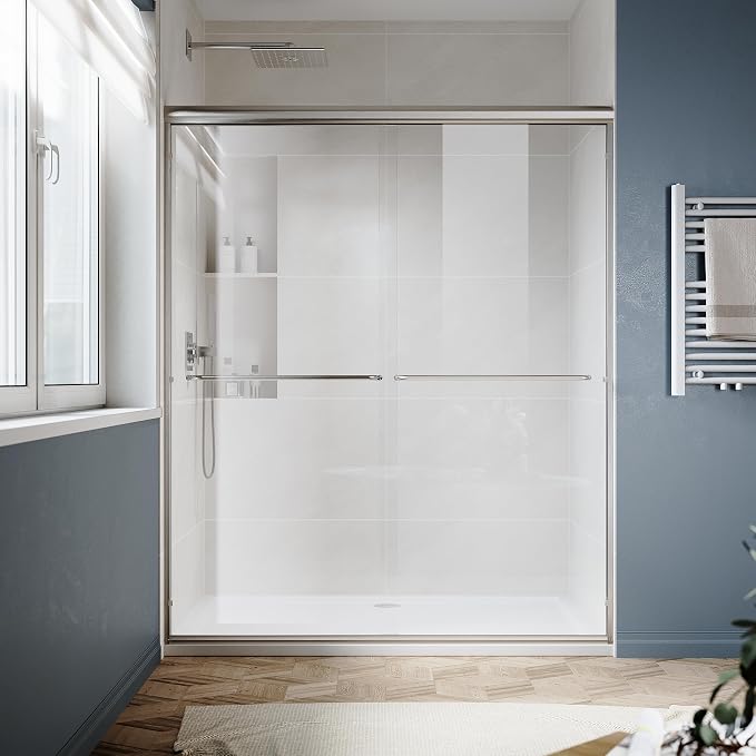 SUNNY SHOWER Double Sliding Glass Door 60" W x 72" H Shower Door 1/4" Tempered - Image 9