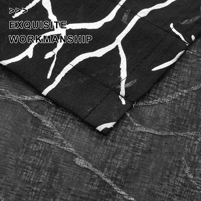 FINECITY Silver Black Sheer Curtains 2 Panels Metallic Silver Foil Tree Branch - Image 5