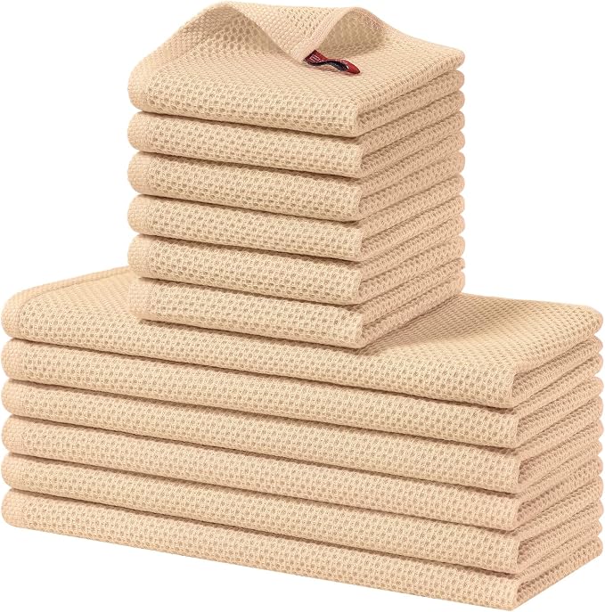 Homaxy 100% Cotton Kitchen Towels and Dishcloths Set, 12 x 12 Inches and 13 x by Homaxy