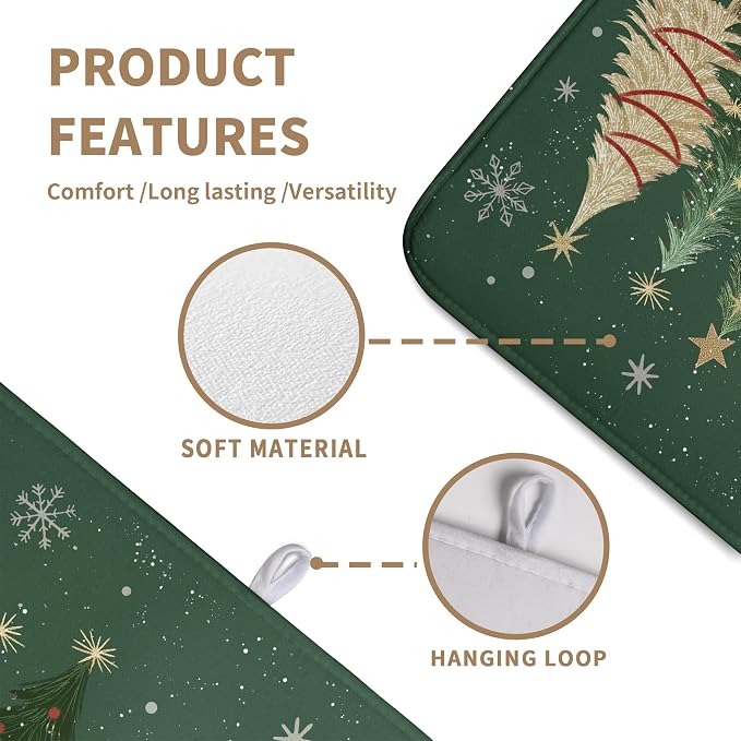 Green Christmas Tree Snowflakes Dish Drying Mat - Image 3