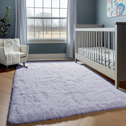 ONASAR White Area Rugs for Bedroom Fluffy, 4x6 Soft Shag Plush Bedside Rug, Living Room Indoor Floor Carpet, Washable Carpets for Nursery Kids Girls Boys Teen Baby Dorm Playroom Home Office Decor