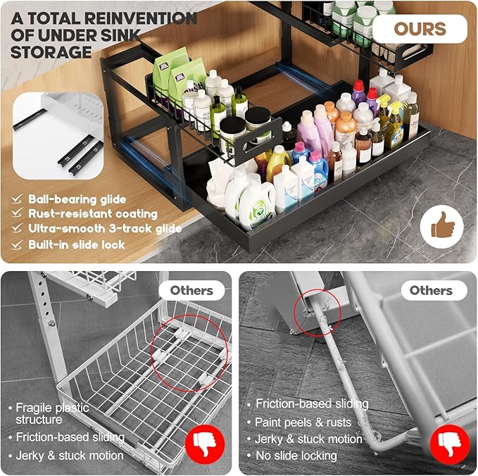 1 Pack-15.7"-25.7"W Expandable Under Sink Organizer - Image 5