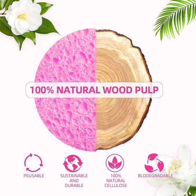60-Count Compressed Facial Sponges 100% Natural Cellulose Cosmetic Spa Sponges - Image 6
