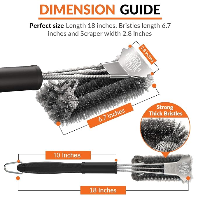 BBQ Grill Brush and Scraper 18" | Stainless Steel Cleaning Brush Accessories | - Image 3