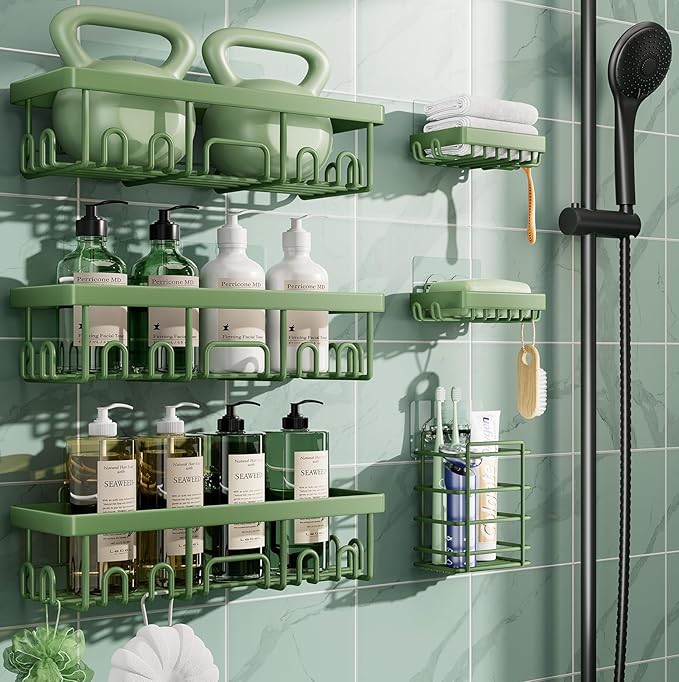 Veken Rustproof & Waterproof Shower Caddy 6-Pack, No Drilling Adhesive Shelves by Veken
