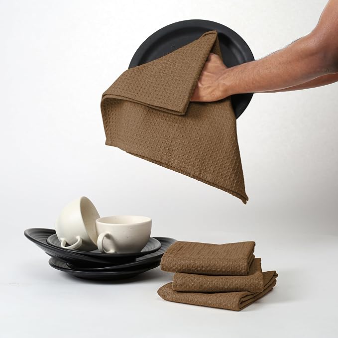 Brown Waffle Kitchen Towels, 16x26 Inch, Quick Drying, 100% Cotton, Machine - Image 7