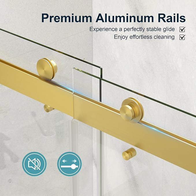KPUY Frameless Shower Door, 55-60" W x 76" H Double Sliding Glass Shower Door - Image 7
