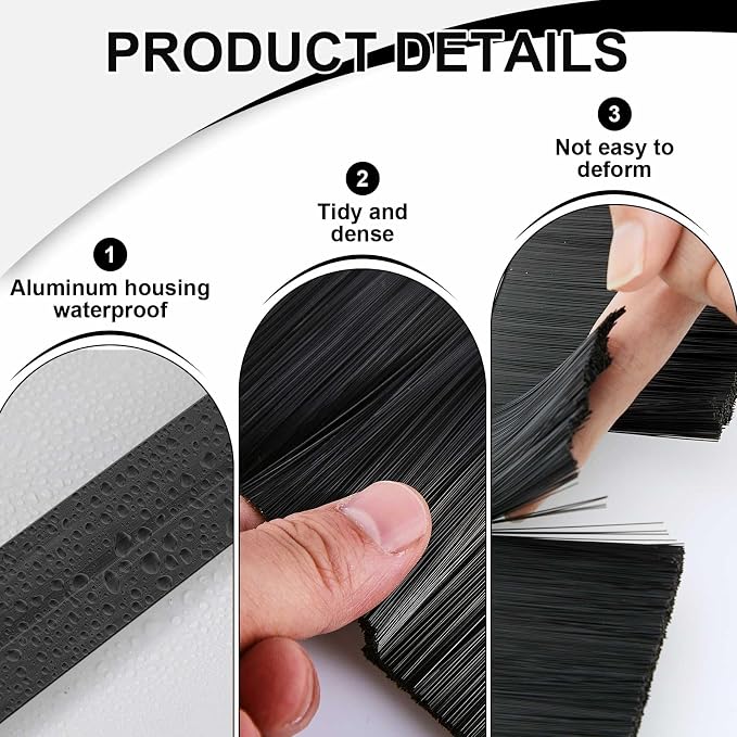 Frienda 8 Set Door Brush Bottom Sweep Brush Weather Stripping Aluminum Door Seal - Image 3