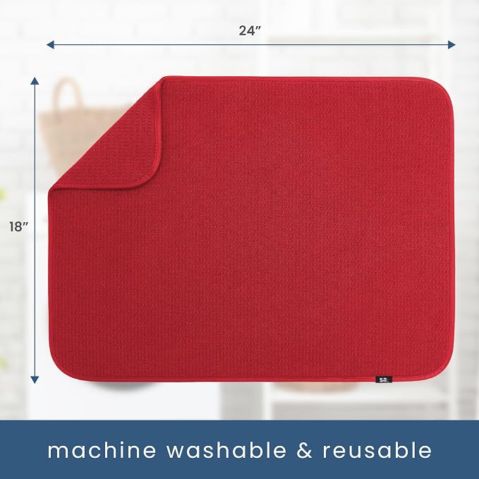 S&T INC. Dish Drying Mat XL, 18” x 24”, Absorbent Microfiber Kitchen Counter Mat - Image 6