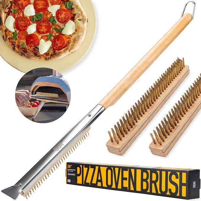 26'' Pizza Oven Brush with Stone Scraper by OUII
