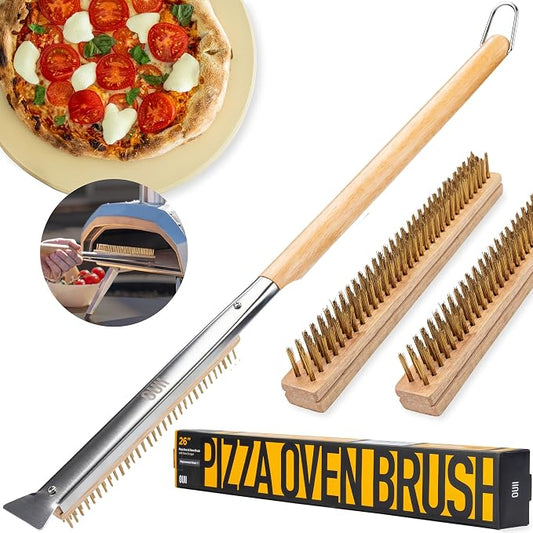 26'' Pizza Oven Brush with Stone Scraper by OUII