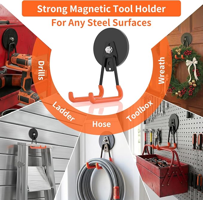 ENUODA Strong Magnetic Hooks Heavy Duty Magnetic Tool Holder Large Magnet Hooks - Image 6