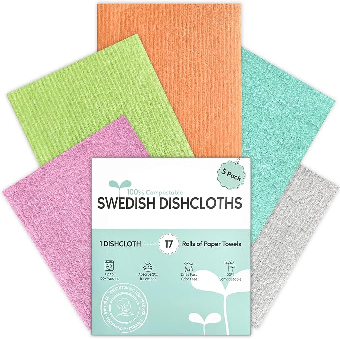 Swedish Dishcloths for Kitchen, 5 Pack Swedish Dish Cloths, Ultra Absorbent by Unknown