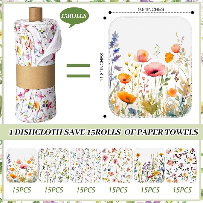 90 Pack Reusable Cleaning Cloths Washable Cotton Kitchen Dish Towels - Image 2