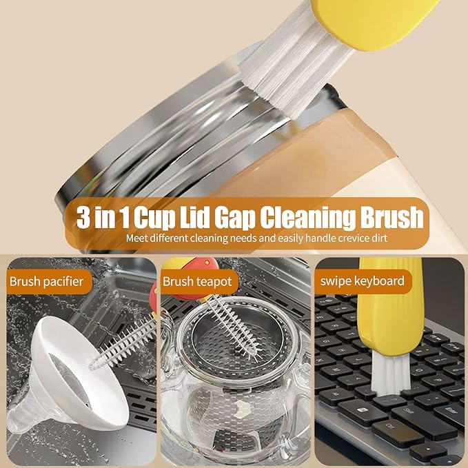 3 in 1 Cup Lid Gap Cleaning Brush Multifunctional Bottle Cleaning Brush - Image 2